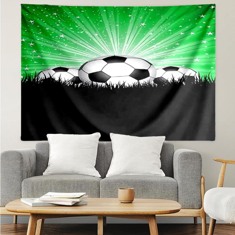 Soccer Print Tapestry, Backdrop, Easy Setup, Ideal for Bedroom, Office & Living Room, with Aesthetic Wall Hanging Decor.