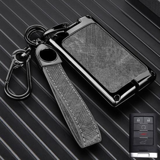 Zinc Alloy Leather Car Key Fob Case Cover Bag For Chevrolet Corvette C7 2014+