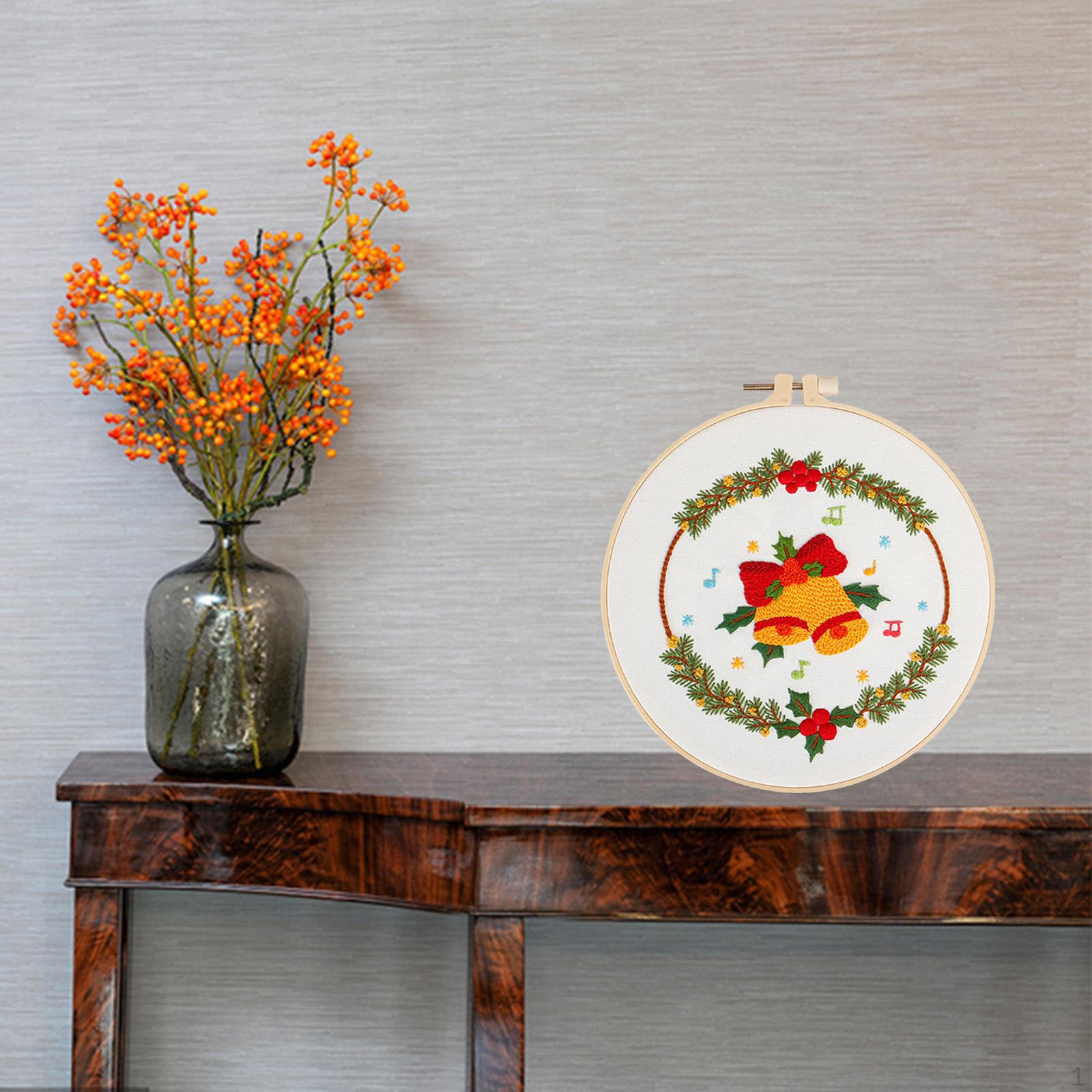 Embroidery Kit for Adults Stitch Starter Include Craft Stamped 3 Cloth with Pattern, Jingle Bell