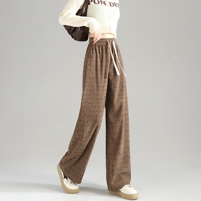 TonLion Women's 2025 Floral Corduroy Straight-Leg Casual Pants