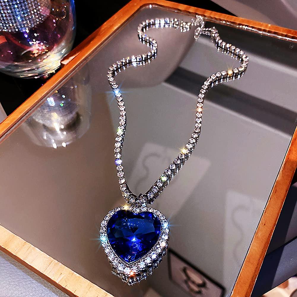 Ocean Heart Necklace, Large Size, Colored Gemstones, Jewelry Toy for Kids, Playset, Perfect Gift for Parties, Birthdays, Christmas, Easter,