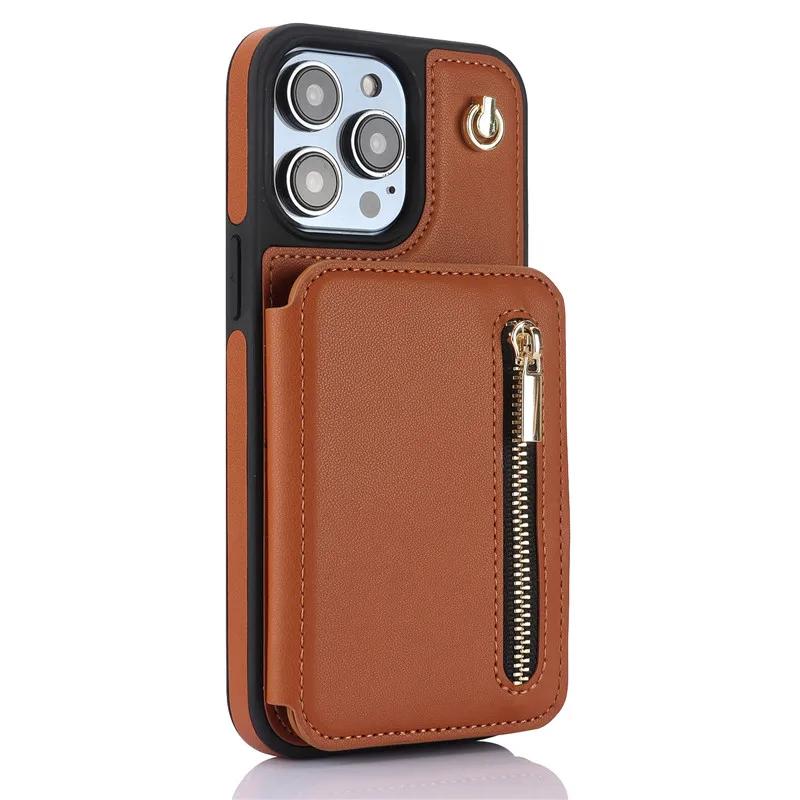 

Lanyard Leather Zipper Wallet Card Phone Case for iPhone 17 Air 16E 16 15 Pro Max 14 Plus 13 12 11 X XR XS Hand Rope Flip Cover iPhone X (iPhone XS)