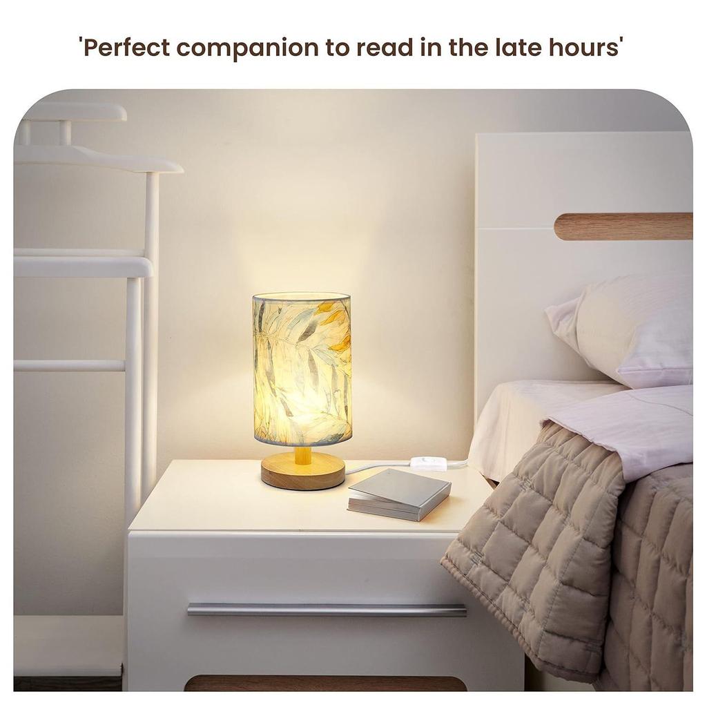 LED Table Lamp- Bedside Side Table with Wooden Base for Night Reading,Bed Room,Living Room,Home & Decor