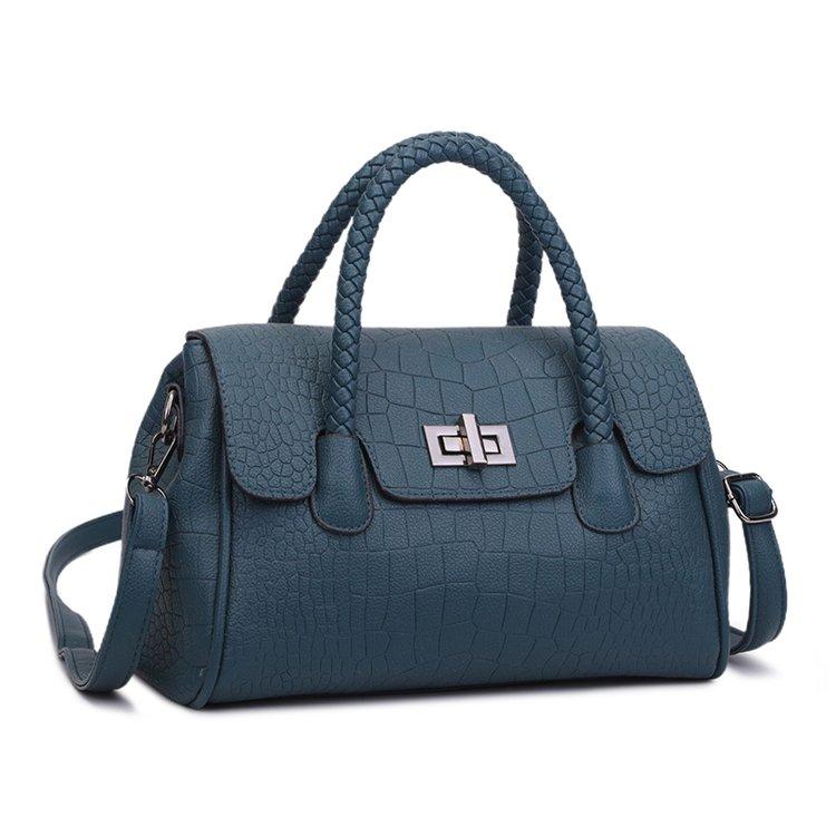 Handtasche mit Krokodilmuster, Umhängetasche aus echtem Leder, Damen-Geldbörse mit Klappe und geflochtenem Griff