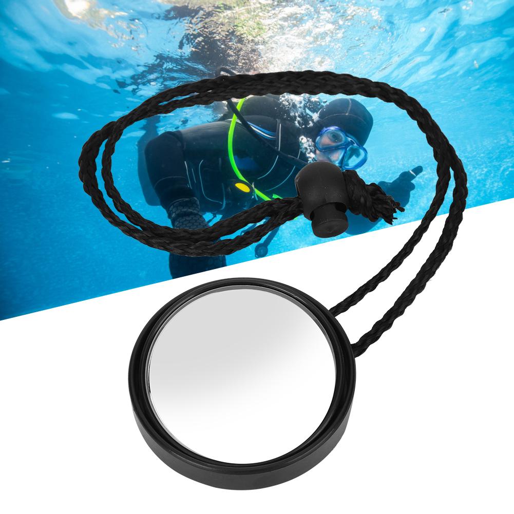 HSJ 928 Scuba Diving 360 Degrees Adjustable Rearview Mirror with Lanyard Side Hanging Cave Water Sports Safety Gear