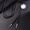Vintage Sun Shape Gem Stone Bolo Tie Cowboy Costume Accessory for Men and Women Western Braided Cord Necktie Necklace