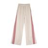 Women's Pant Solid Colour Stripe Patchwork Straight Tie High Waisted Trousers