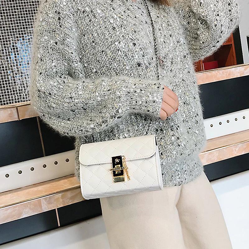 Women's Rhombic Shoulder Bag Fashion Rhombic Chain Lock Diagonal Small Square Bag