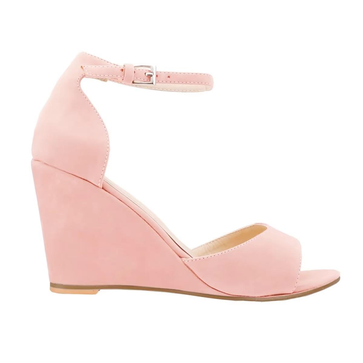 

Женские босоножки на танкетке с открытым носком и ремешком на щиколотке, с пряжкой, на высоком каблуке, для вечеринки, свадебного платья, женская сексуальная обувь 39