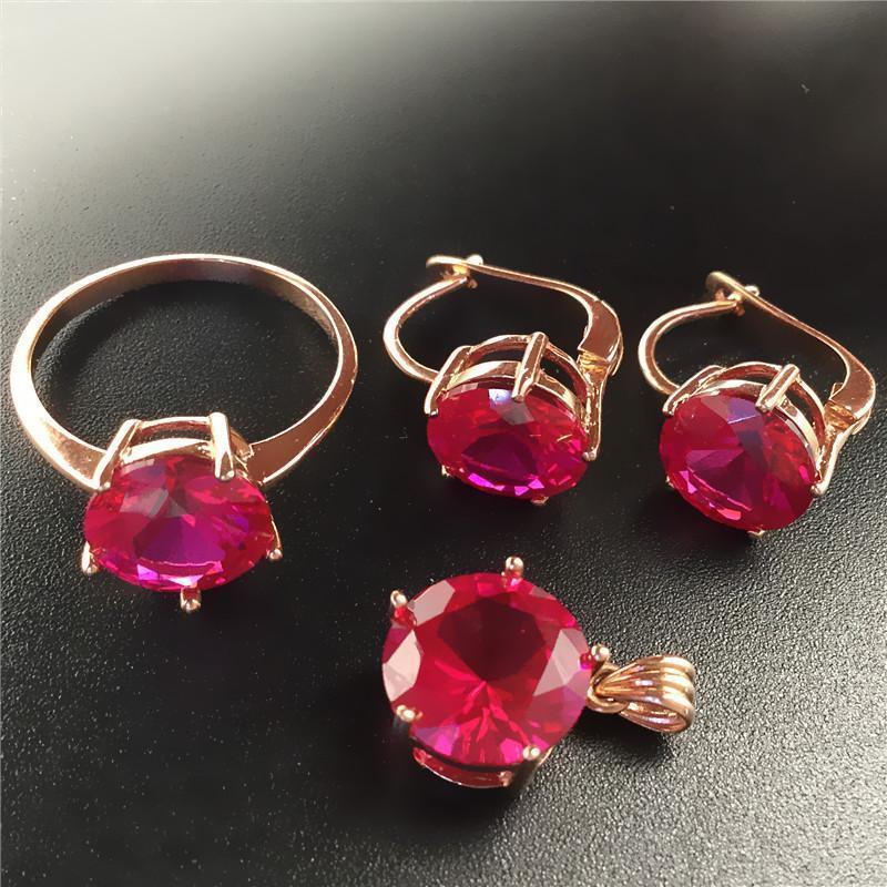 Exquisite Purple Gold-Plated Rose Gold Inlaid Redstone Egg Surface Earrings, Fashionable Temperament, High-End Foreign Style Color Gold Earrings.