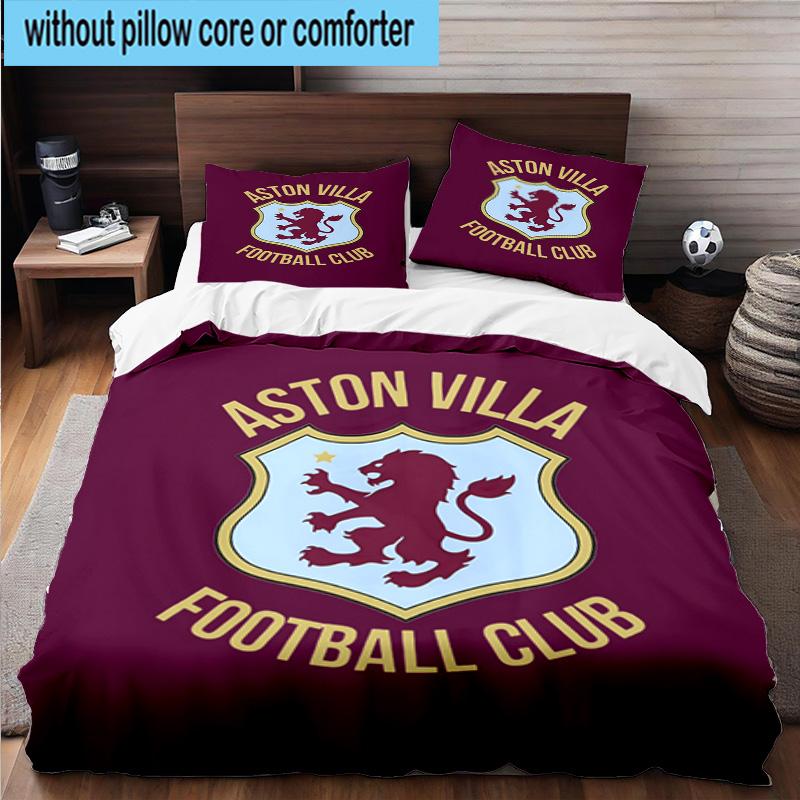 Set Biancheria da Letto Stampato Aston Villa Football Club 3 Pezzi Copripiumino Chiusura Include 1 Copripiumino e 2 Federe Set Biancheria da Letto Arredamento Casa Regali