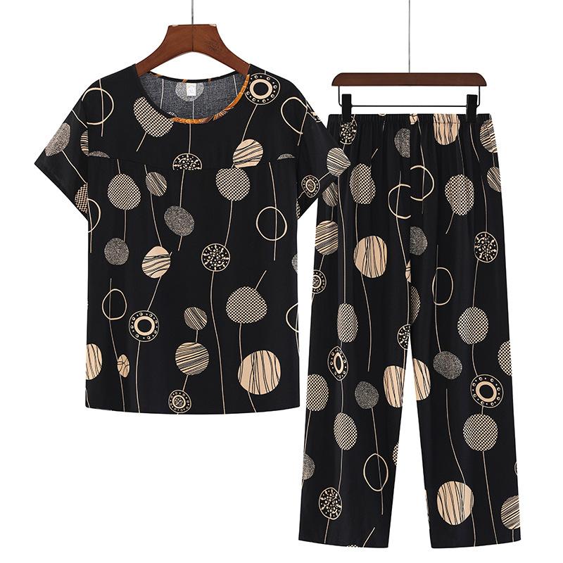 Cotton Pajamas Women's Thin Short Sleeve Set Plus Size Women's Loungewear Can Be Breathable and Antibacterial Sleepwear