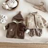 2025 New Winter Boys' Embroidered Cartoon Hooded Fleece Sweater - Thickened Children's Jacket