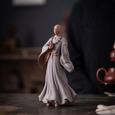 Chinese Zen Little Monk Purple Sand Crafts Decoration Tea Room Frame Decoration Tea Ceremony Cultural Accessories