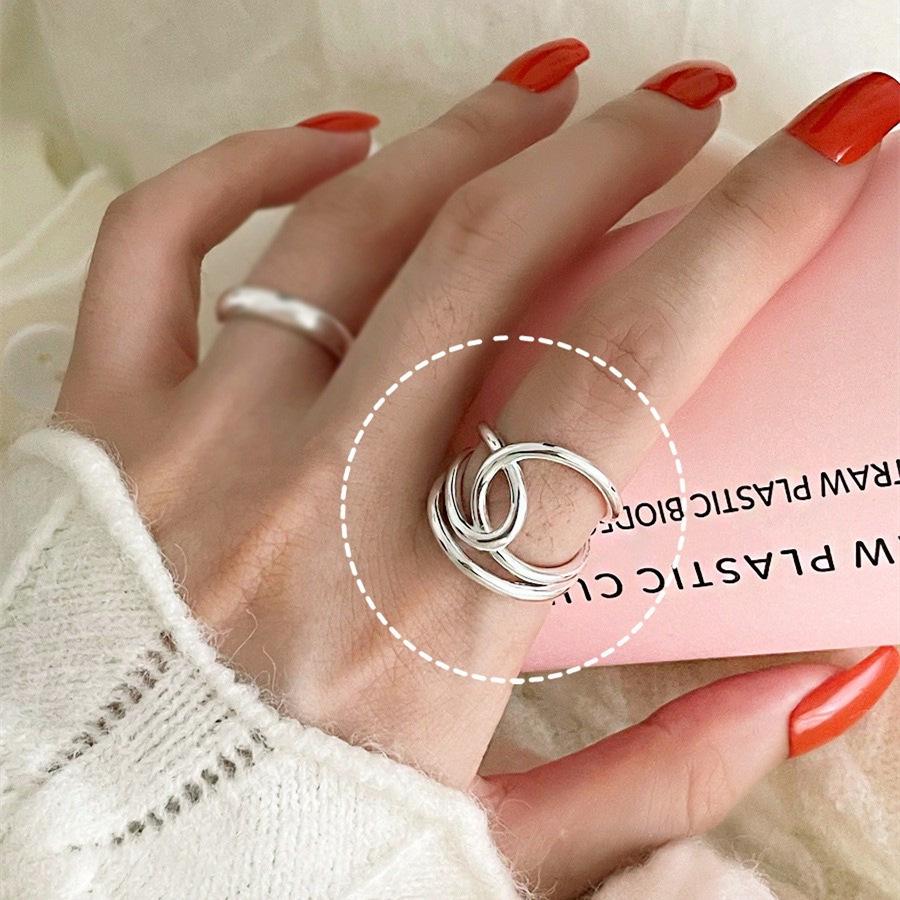 Simple Intertwined Criss-Cross Silver Open Ring - Trendy, Stackable Band for Women Adjustable Open