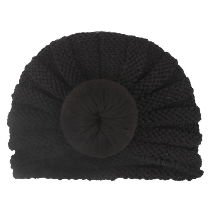 New new children's hats, baby solid color donut wool hats, Indian pullover hat dome