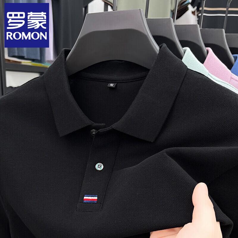 ROMON Men's Mercerized Cotton Short Sleeve Polo T-Shirt