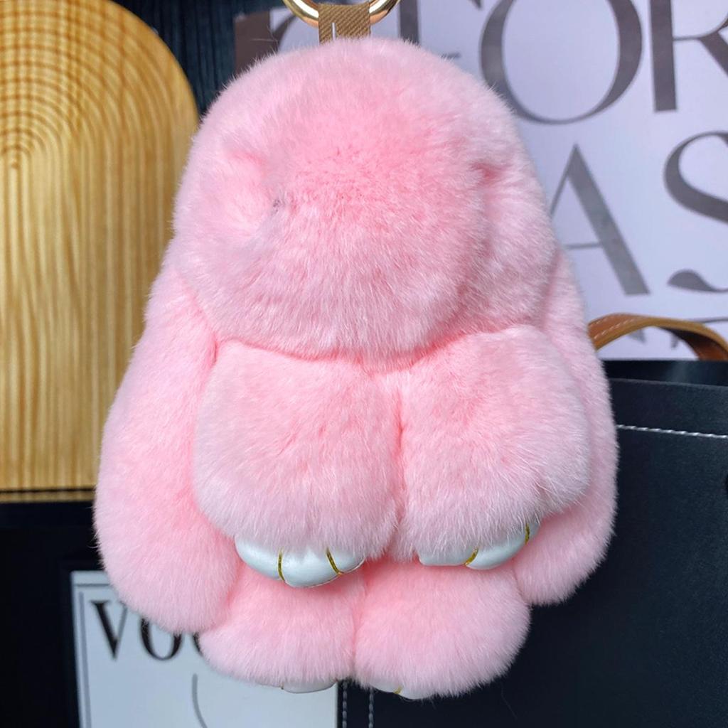 Mini Rex Rabbit Fur Pom Pom Keychain Bag Charm Keyring