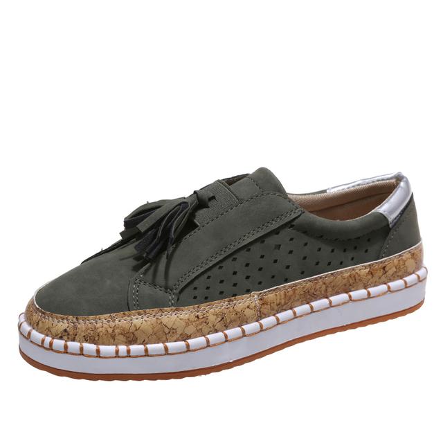 Retro Tassel Shoes Women Hollow Out Design Casual Flat Loafers Ladies Slip -On Sneakers Faux Nubuck Sport Zapatos De Mujer
