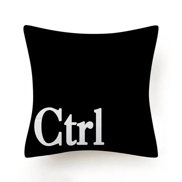 Woondecoratie Ctrl Alt Del & Esc Shift Digitale Print Kussenpatroon Kussenhoes Geschikt Voor Bank Slaapkamer Auto Kussenhoes 50x50cm