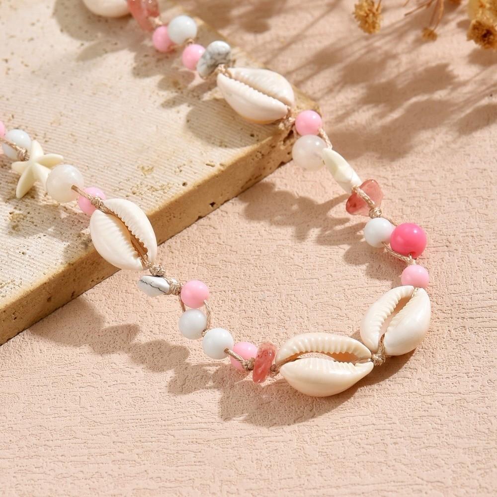 Ornaments Shell Starfish Necklace Adjustable Beach Beaded Necklace Bohemian Shell Necklace  Daily