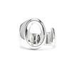Ring - LUXENTER - Alphabet Letter O - Rhodium-plated - Adjustable Size - Zirconia