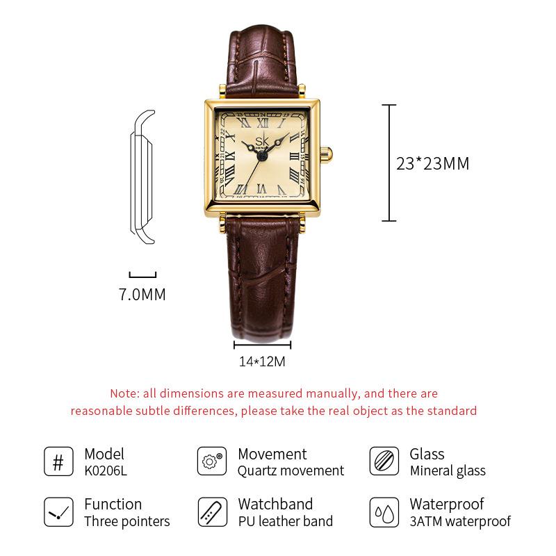 Damen-Uhrenarmband Kleines quadratisches Uhrwerk Vintage Nische High-End-Gefühl Uhr Damen-Uhr Student Wasserdichte Uhr