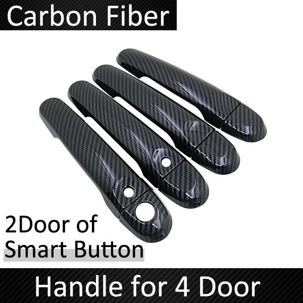 Black Carbon Fiber Door Handle Cover for Nissan Micra K13 Renault Puls 2011~2016 2015 Car Accessories Stickers Trim Set Chrome
