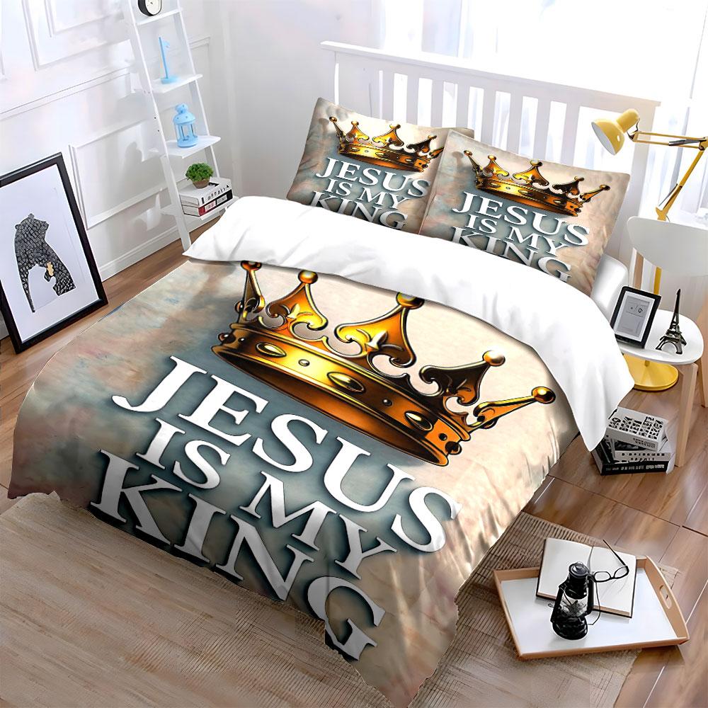 Jesus Is My King Bedding Set Bedding Duvet Cover Set Duvet Cover Pillowcases (1 * Duvet Cover 2 * Pillowcases, without duvet insert)