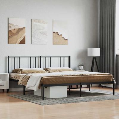 Vidaxl Metal Bed Frame with Headboard, Black, 200X200 Cm