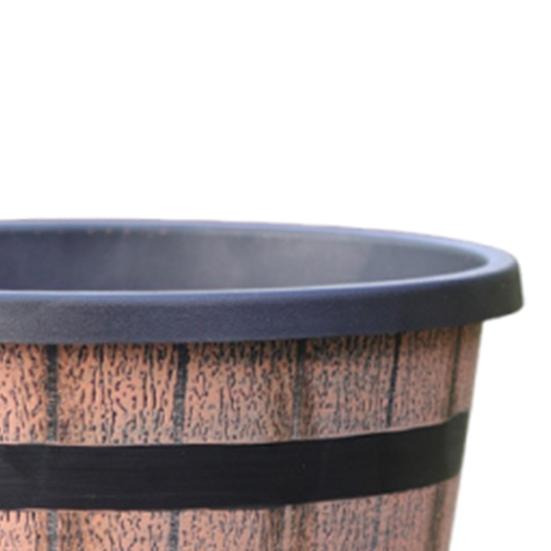 Pot de fleurs Style Tonneau Rustique Pots de Plantes avec Trous de Drainage Intégrés 8" Finition Inspirée du Plastique Marron Pot de Fleurs Extra-Large Épais pour Patio Jardin