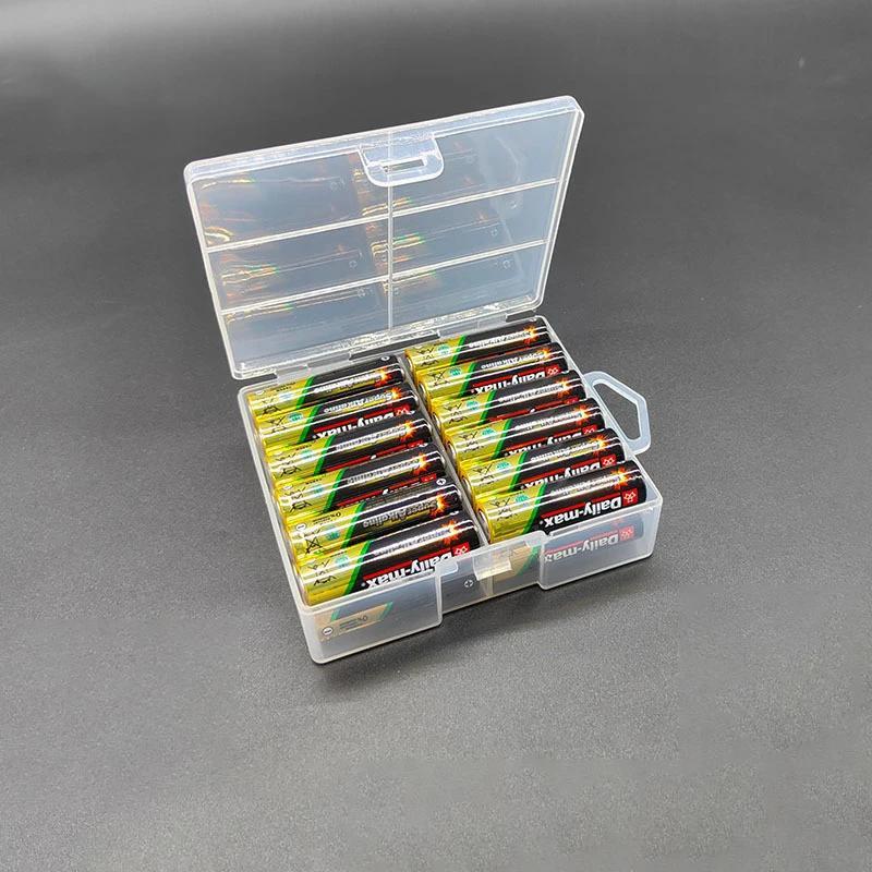 Versatile Transparent Battery Storage Box - Holds 24 AAA Batteries, Durable Plastic Organizer, Storage Bins for Home Organization