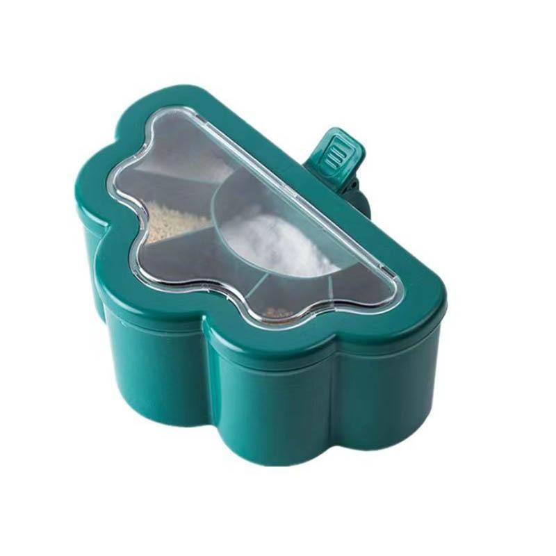One-in-one Six-grid Seasoning Box Multi-grid Kitchen Household with Lid Moisture-proof Dust-proof Seasoning Bottle Kitchen Supplies with 6 Spoons