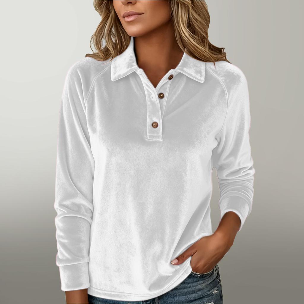 Women's Asymmetrical Long Sleeved Collar Shirt Top