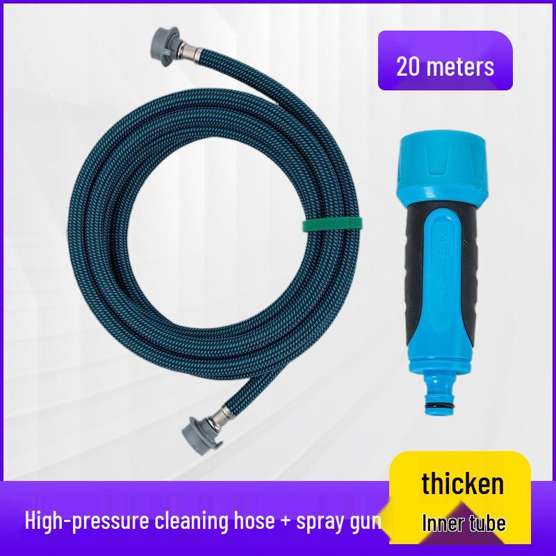 Multi-Functional High-Pressure Water Gun for Car Wash, Gardening, and Landscaping with Soft Hose Storage Set