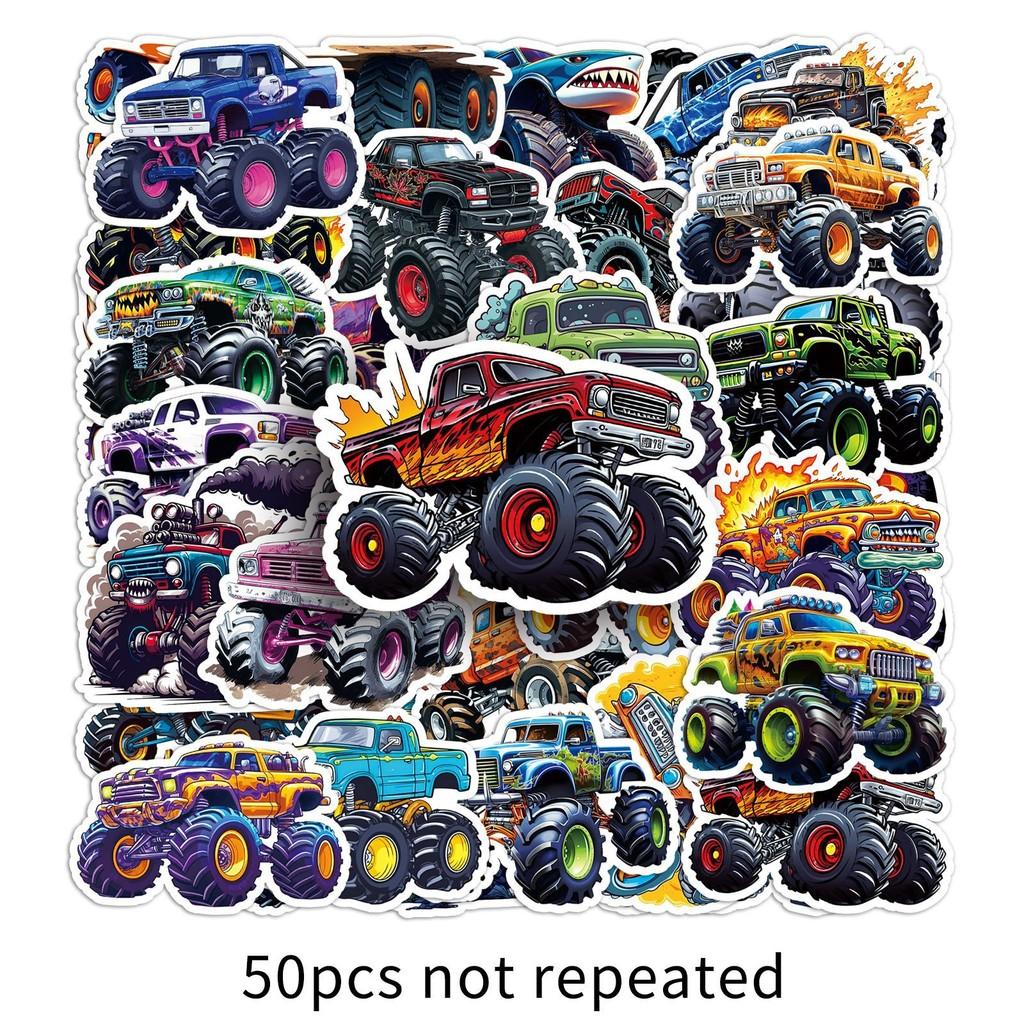 50 Pieces Monster Truck Stickers - Cool Cartoon Bigfoot Truck Car Graffiti Decals For Handbook Motorcycle Animeworlds Store