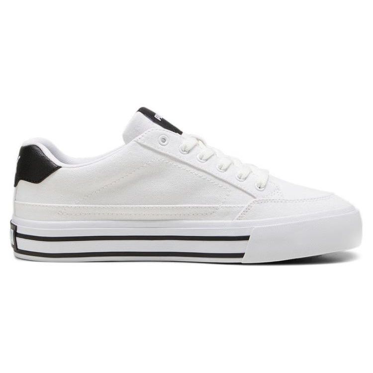 PUMA Court Classic Vulc Unisex White Black Low Top Sneakers Fabric Round Toe Lace Up 396353-02