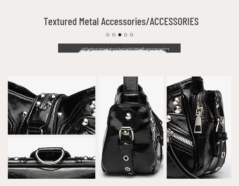 2026 Amerikanische Retro Y2K Mode Handtasche: Pendel-Einschulter-Umhänge-Motorradtasche
