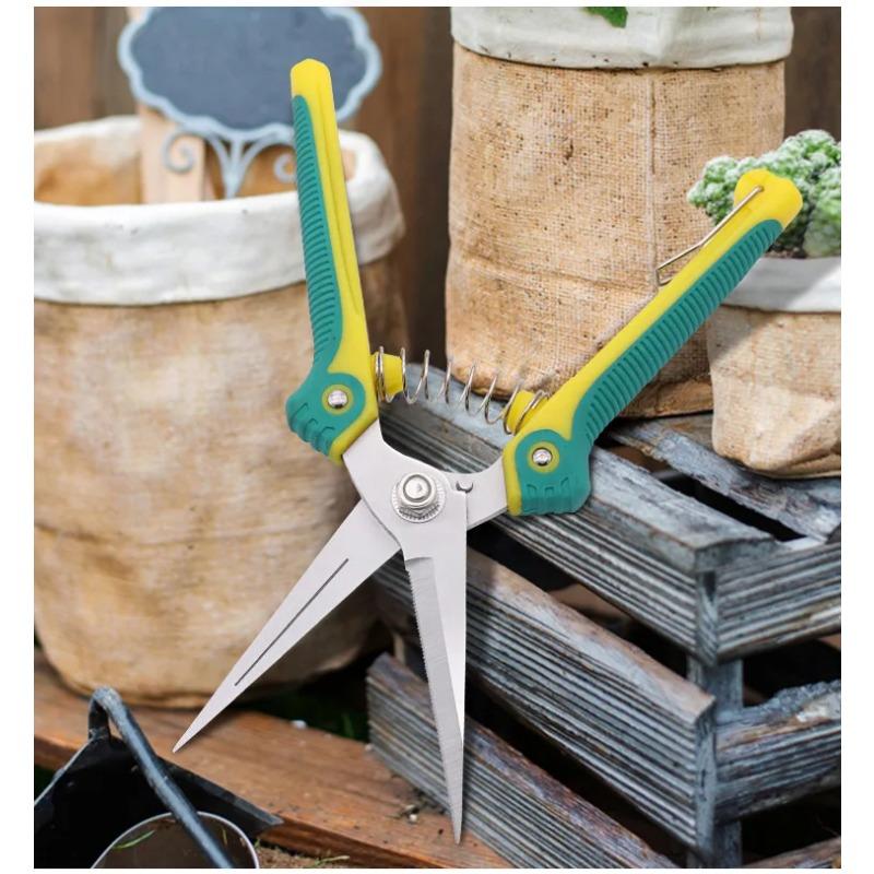 Straight Head Stainless Steel Sharp Slim Blade Labor-Saving Pruning Shears TPR Handle Household Garden Scissors Bonsai Plants