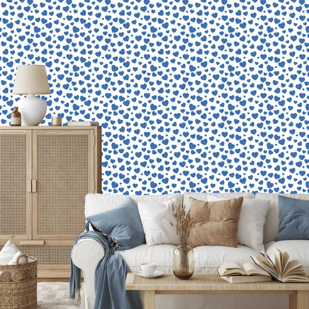 Heart Wallpaper White, Azure and Blue 50x1000