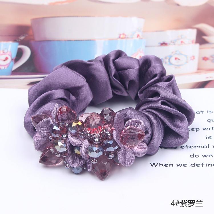 Korean Elegant Flower Scrunchies Women Girls Elastic Hair Rubber Bands Accessories Tie Hair Ring Rope Ponytail Holder Headdress