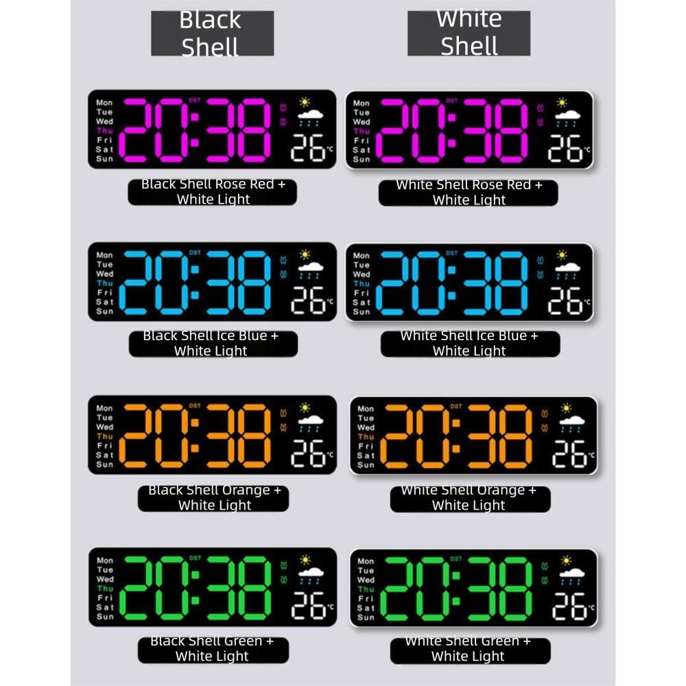 Large Screen Alarm Clock Temperature Humidity  Display LED Clock Digital Wall Clock  Living Room
