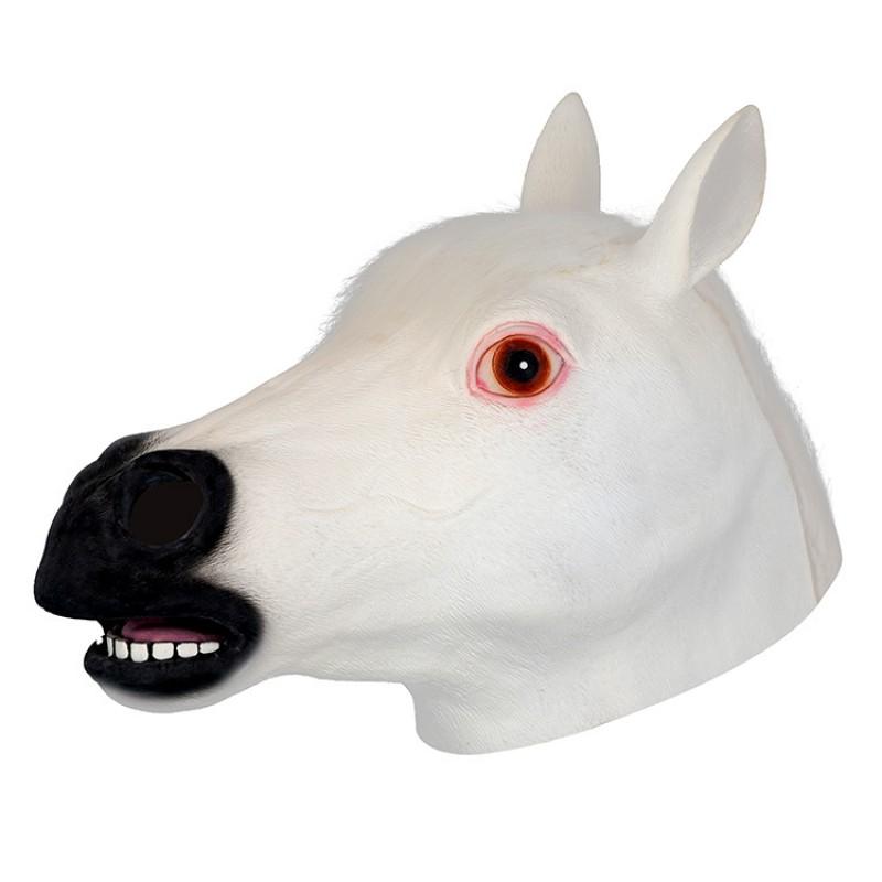 Halloween Cosplay Horse Mask White Brown Black Latex Animal Head Carnival Party