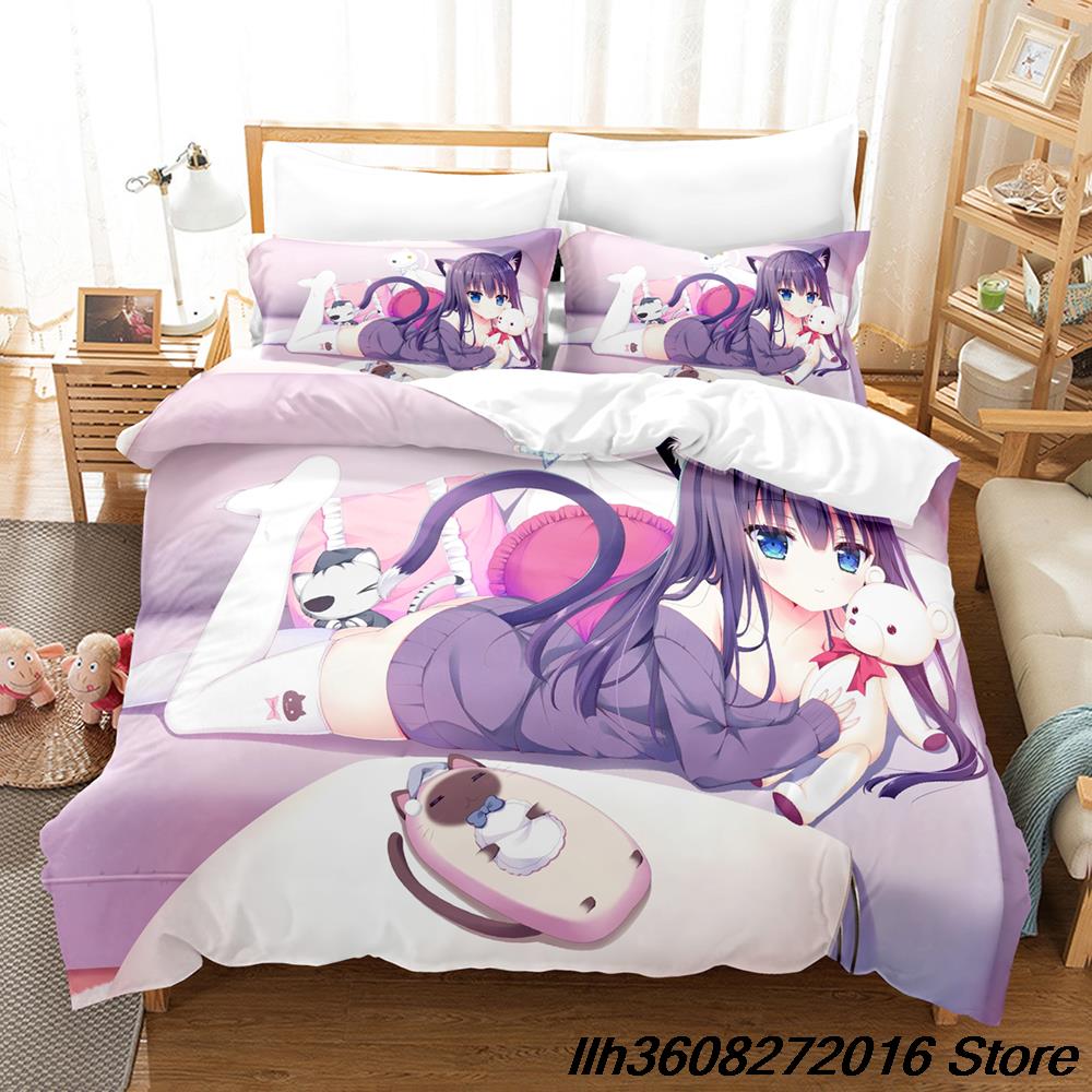 Yoisaki Kanade Bedding Set Cartoon Anime Three-Piece Set Adult Kid Bedroom Three-Piece Suit Kawaii Girl Colcha De Verano Ca