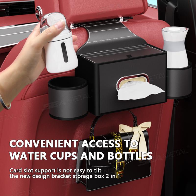 Car Hook Storage Bag Seat Back Water Cup Phone Holder Tissue Box Rear Storage Organizer Car Interior Accessories