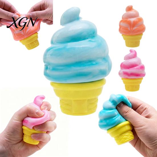 Ice Cream Cone Sensory Toy Squeeze Simulated Fidget Portable Travel Stress Relief Soft Stretch Ball