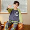 100% Combed Cotton Boys Pajama Set Long Sleeve Cartoon Print Sleepwear Teens 8 Years Lightweight Home Wear