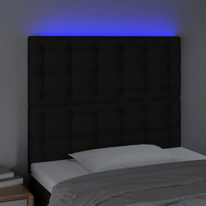 VidaXL Tête de Lit à LED Meuble de Chambre à Coucher Accessoire de Lit Simple Tête de Cadre de Lit Intérieur Noir 3122850