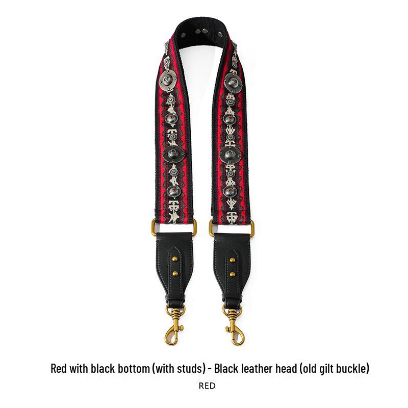 Ma Huang Shi Women's Genuine Leather Vintage Saddle Bag Strap with Rivets