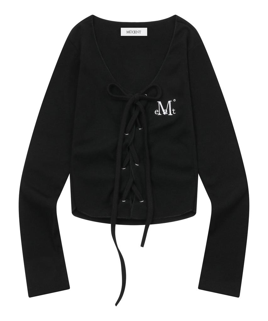 MUCENT Maring Eyelet Lace-Up Corset Rolled Long Sleeve Tee (3 Colors)